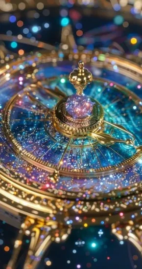 Intricate-Vintage-Astrolabe-with-Celestial-Motifs-and-Sparkling-Lights-Artistic-Representation-of-_-Premium-AI-generated-image_417_626